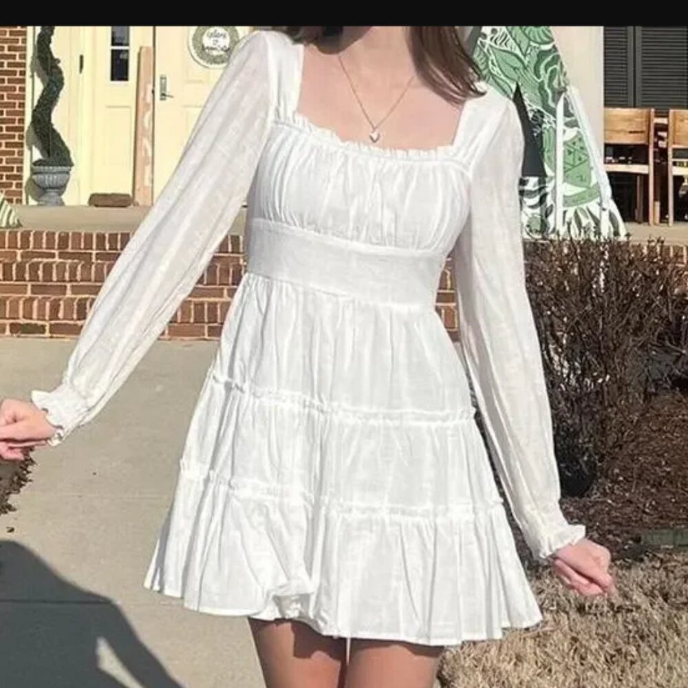 Altar'd State Cotton Ruffled Tiered Mini Dress Size L Bride Graduation Boho NWT